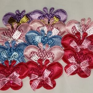 Elegant Sheer Bows with Heart Accent + Butterfly Hair Pins You Recieve All Items